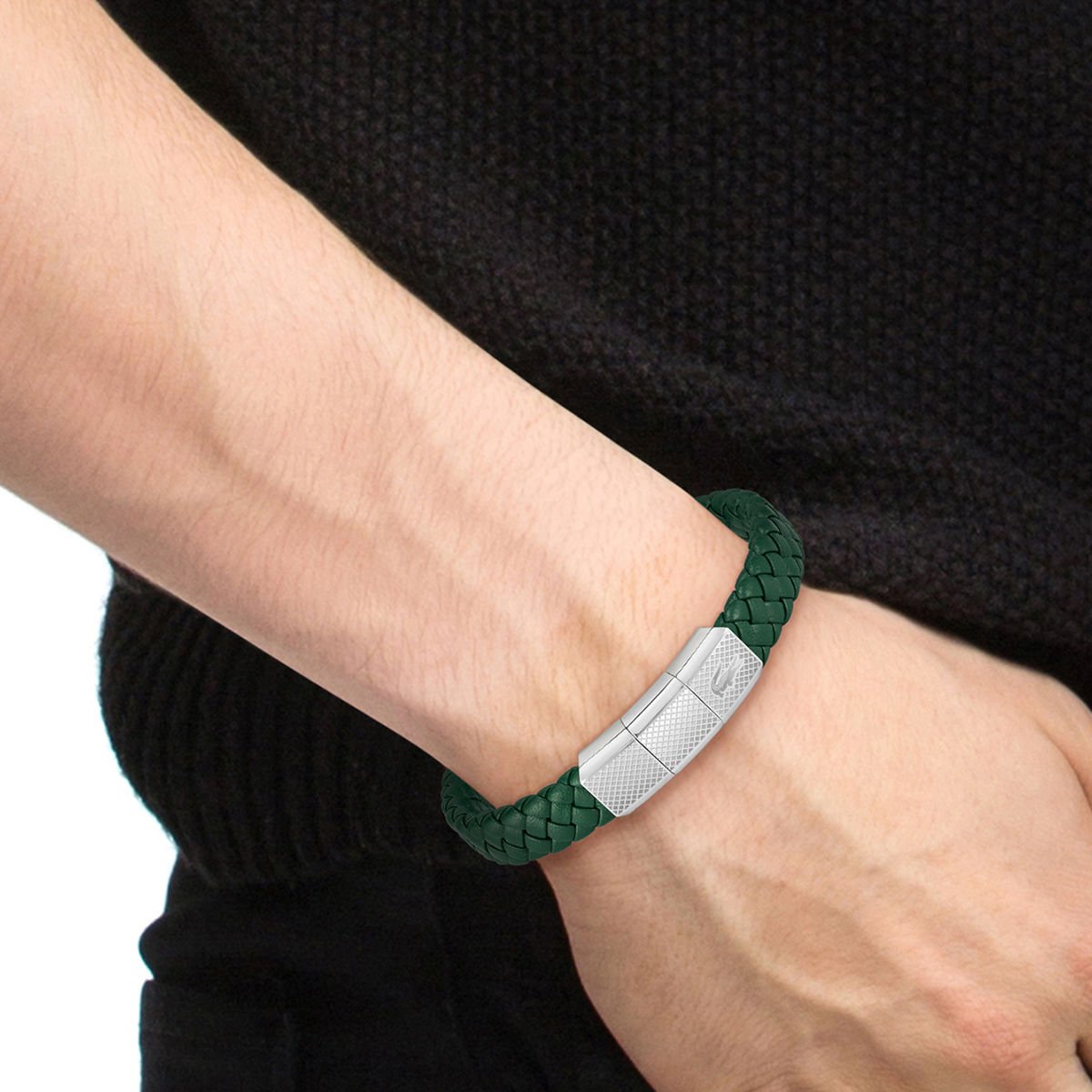 Brazaletes Plateado Y Verde Lacoste Para Hombre image number null