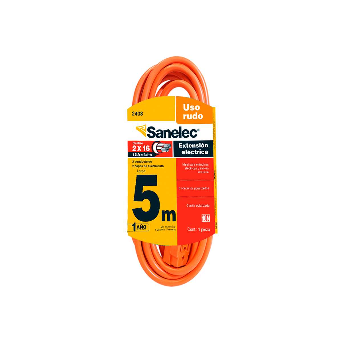 Extensi&oacute;n Sanelec 2408 Uso Rudo 5 M Naranja image number null