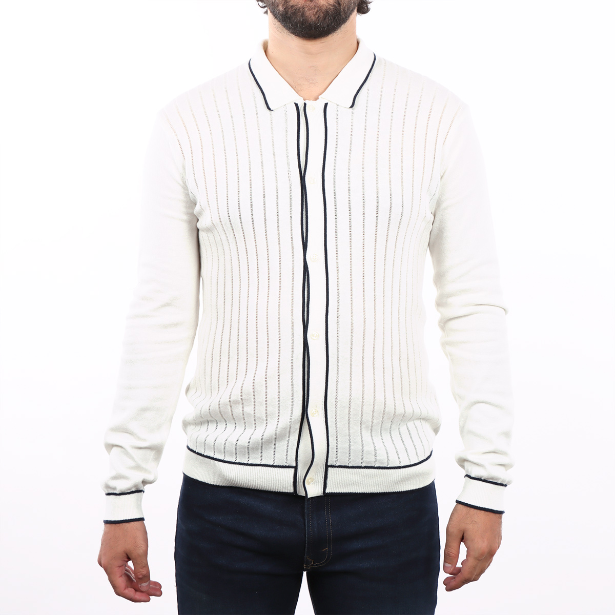 Su&eacute;ter Estilo Cardigan Textura Acanalada JNS para Hombre image number null
