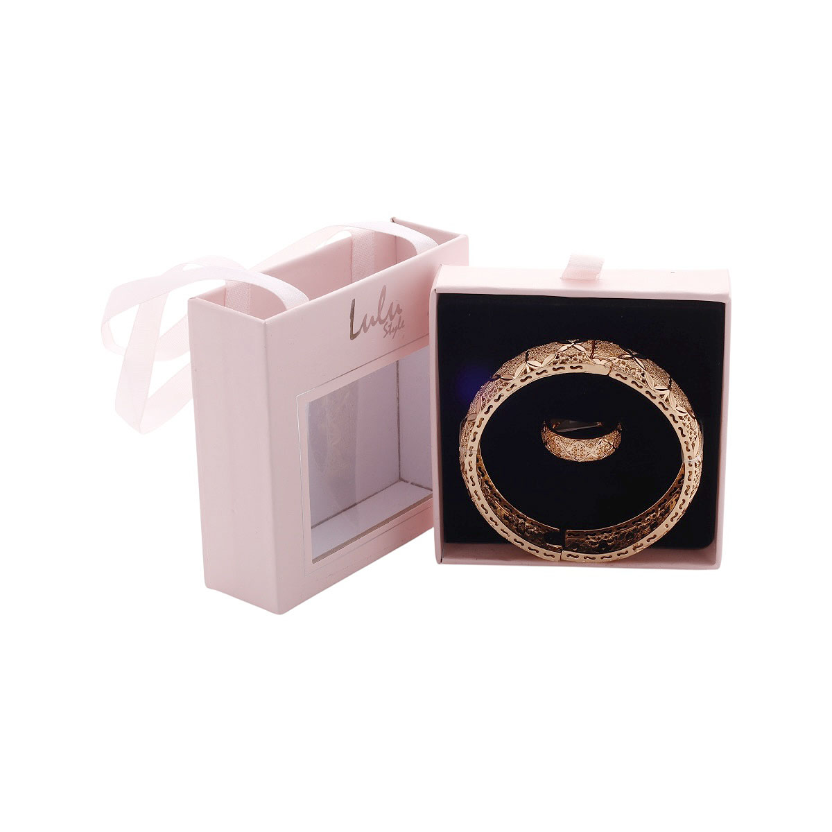Set De Anillo Y Aretes Corte De Flor Dorada Lulu Para Mujer image number null