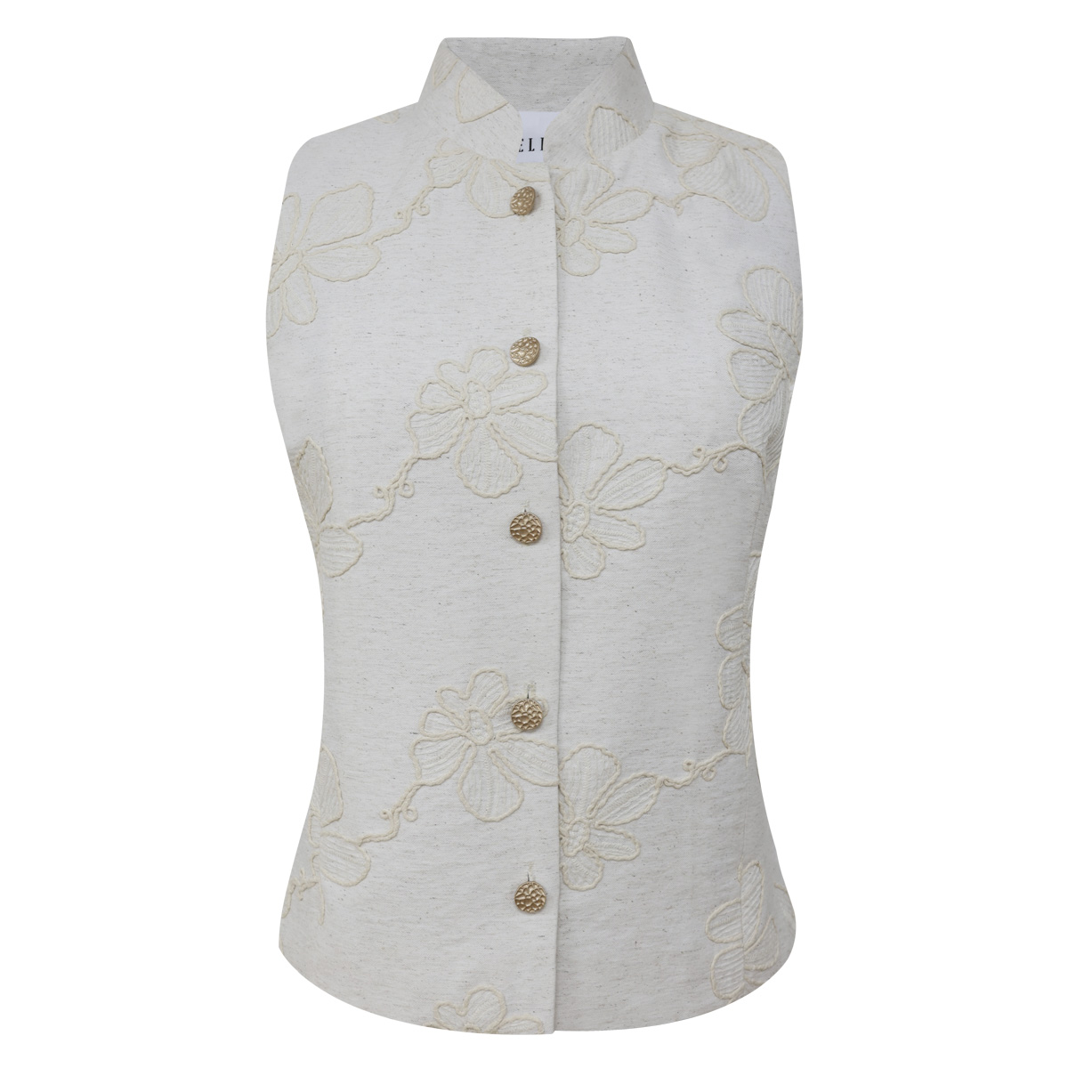 Chaleco color arena con bordado floral para Mujer ELLE image number null