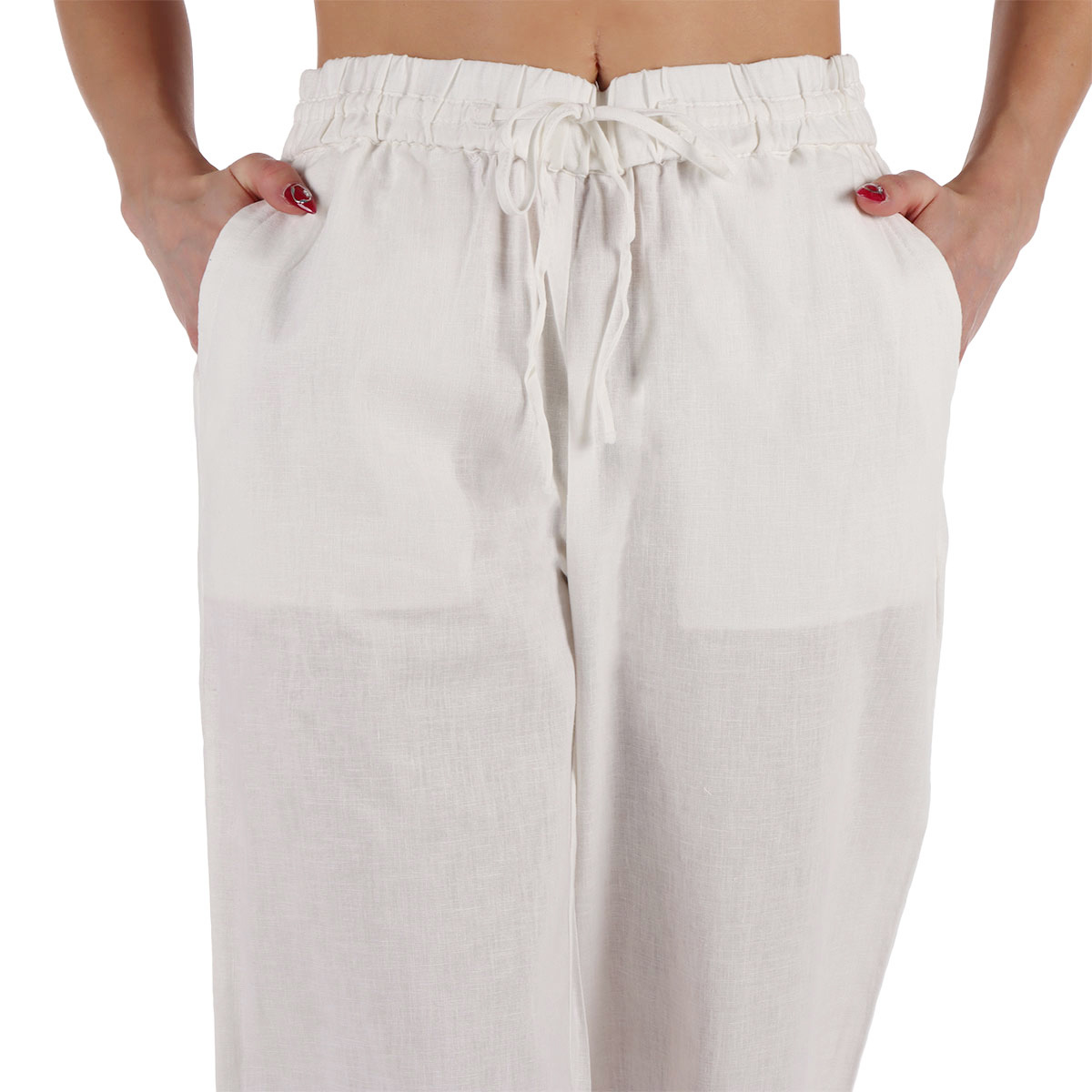 Pantal&oacute;n de Lino Pierna Ancha Tiro Medio Lifestyler Mujer image number null