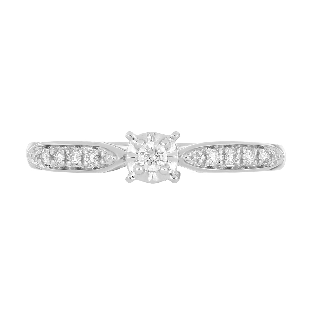 Solitario Oro Blanco 14K y 0.09 ct Diamante Romanza image number null