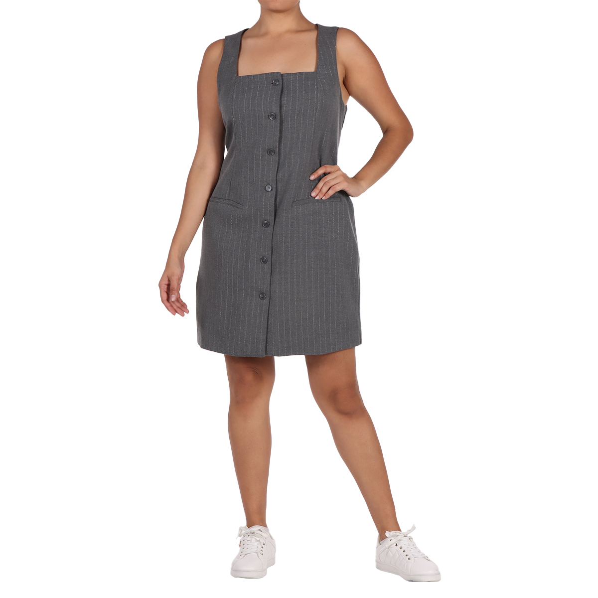 Vestido Rayas Verticales Finas Corte Recto Jeanious para Mujer image number null
