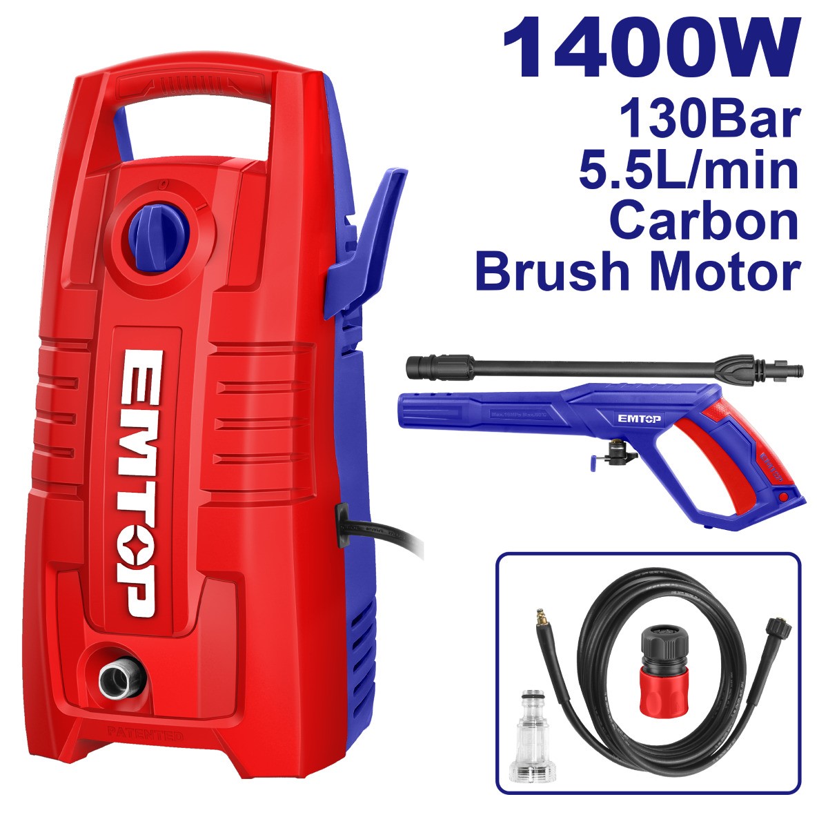 Hidrolavadora inal&aacute;mbrica Brushless de 1900 PSI EMTOP image number null
