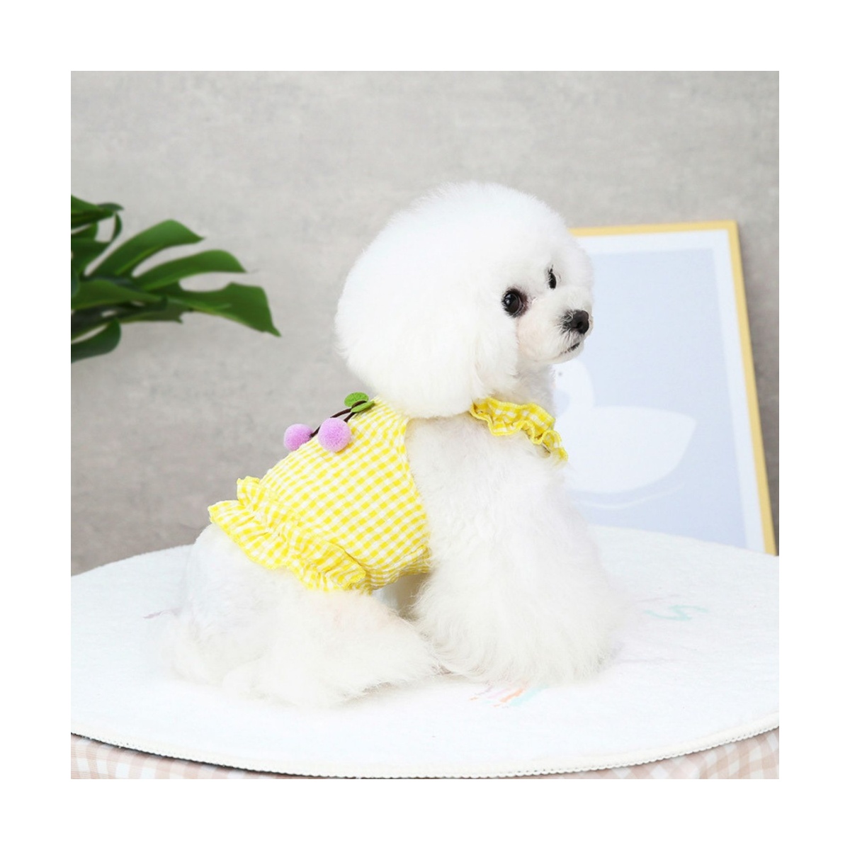 Vestido Cuadros Amarillo Cerezas Talla L Maypet image number null