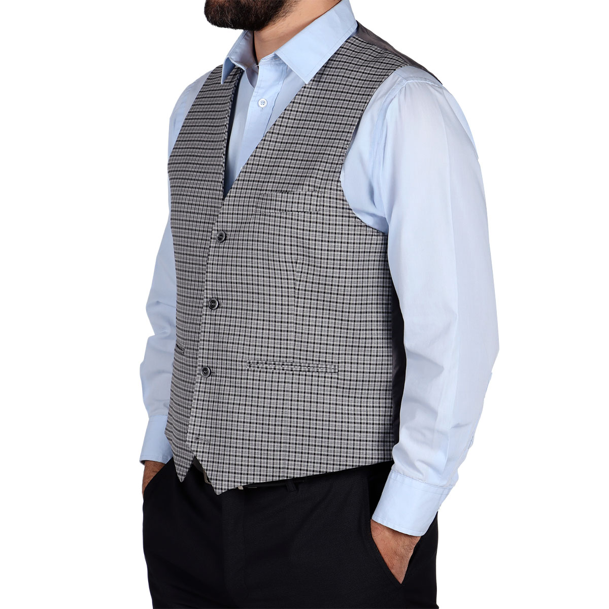 Chaleco Cuadros Cuello V con Botones Bruno Magnani Hombre image number null