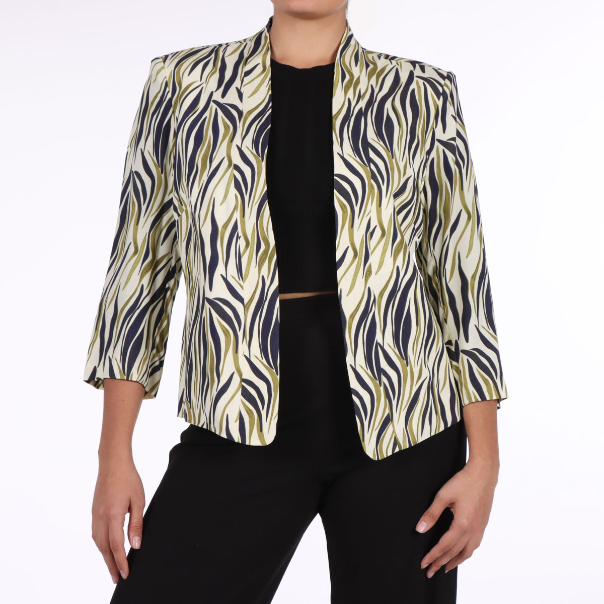 Saco Blazer Estampado Cebra Manga 3/4 Diva By Gamus Mujer image number null