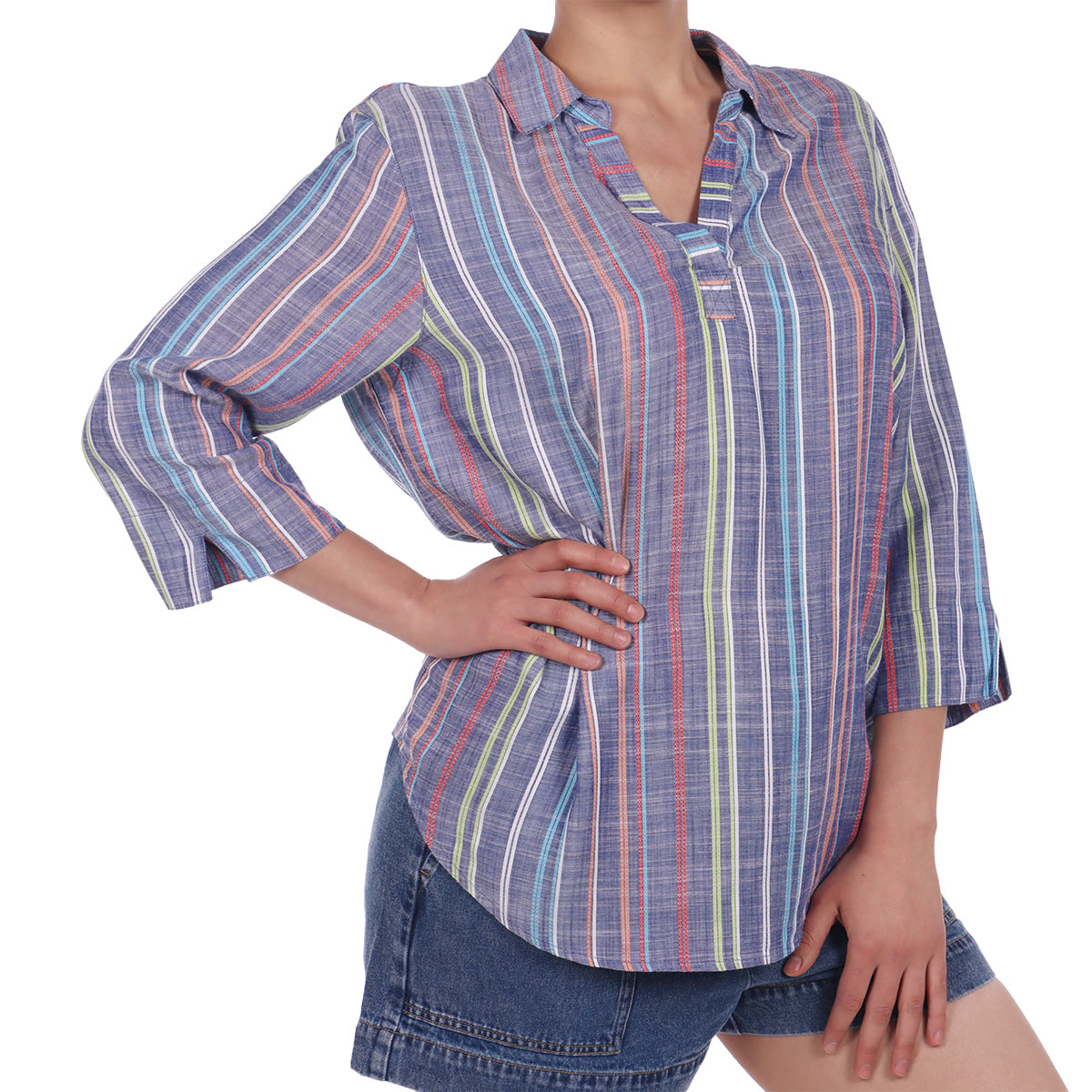 Blusa Camisera Rayas Casual Viscosa Alfred Dunner para Mujer image number null