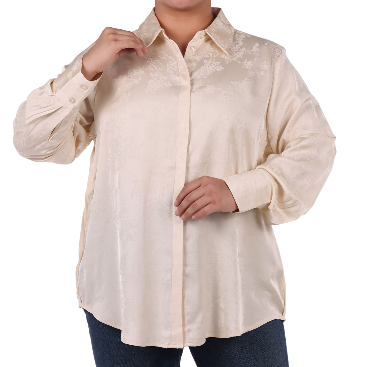 Blusa Estampado Floral Camisera Casual Dex para Plus Mujer Curvy image number null
