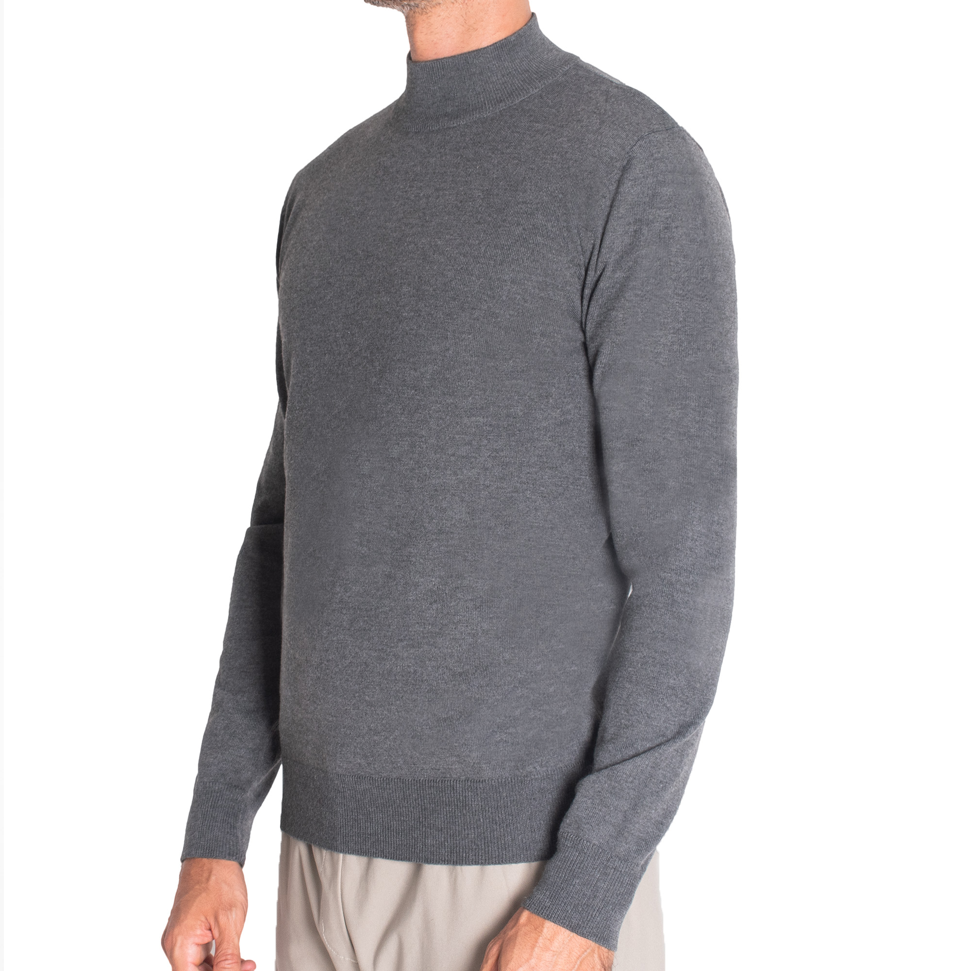 Su&eacute;ter Ligero Cuello Mock Gris Oxford para Hombre image number null