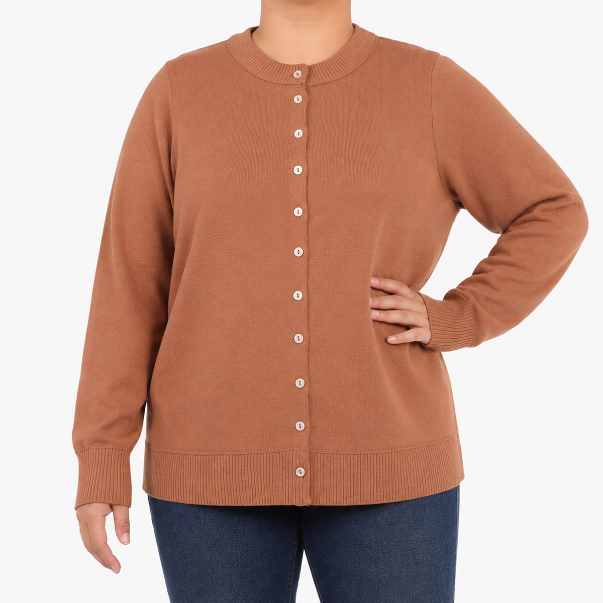 Su&eacute;ter Abierto con Botones Dex Plus para Mujer Curvy image number null
