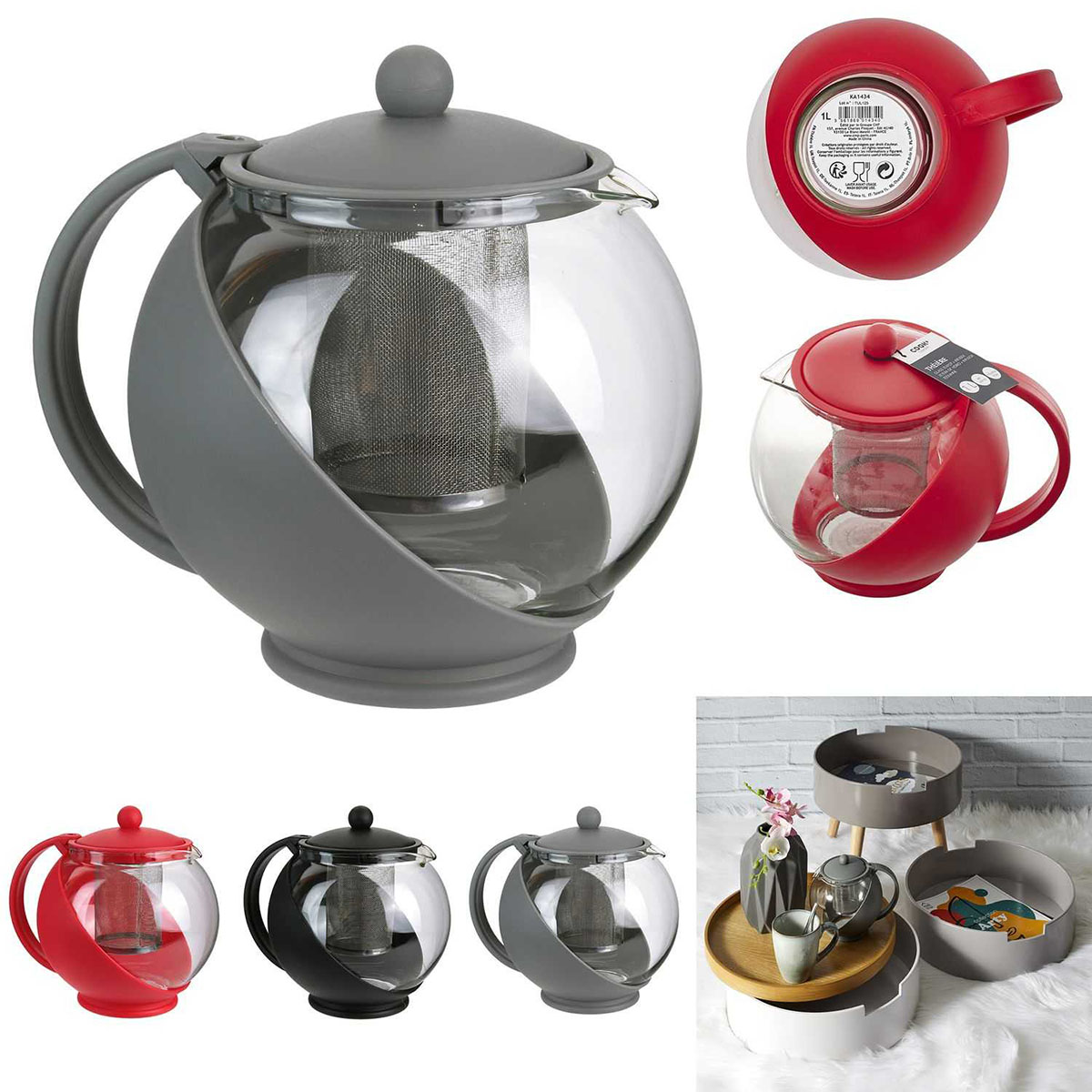 Jarra 1L Redonda Con Infusor Acero Vidrio Cook Concept image number null