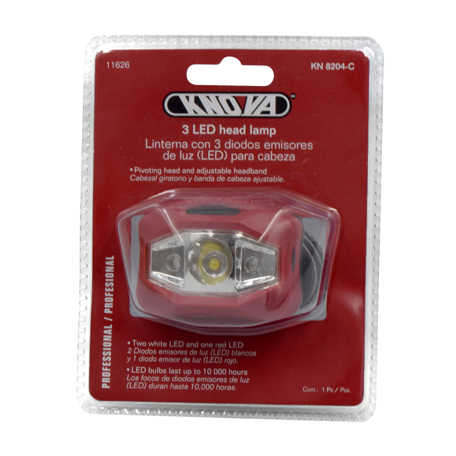 Linterna Para Cabeza de 3 Leds Kn 8204-C Knova image number null