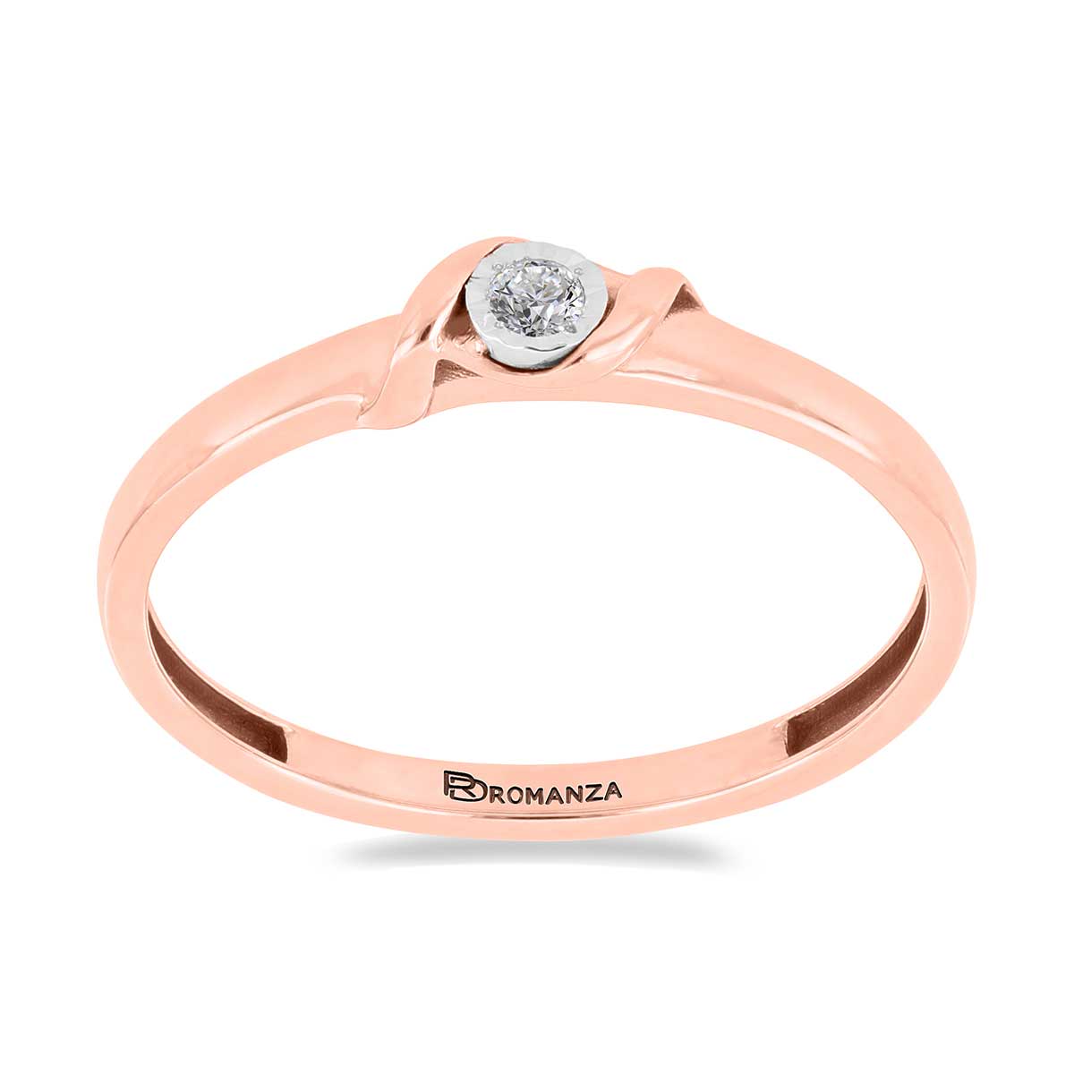Solitario Oro Rosa 14K y 0.03 ct Diamante Romanza image number null