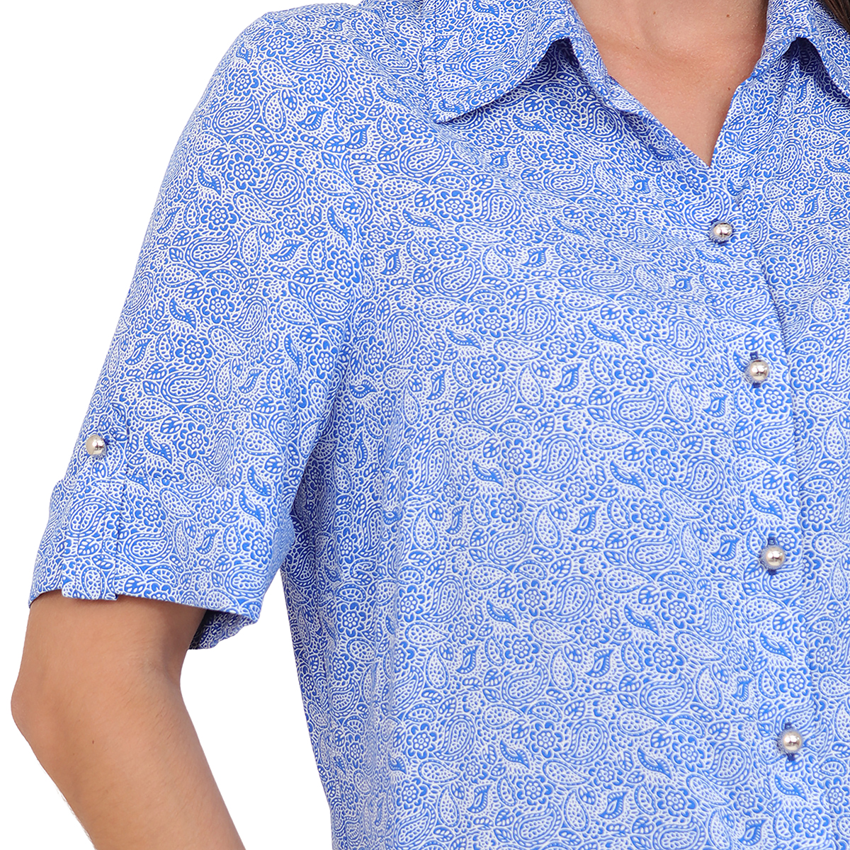 Blusa Estampada Cuello Camisero Duplan Para Mujer image number null