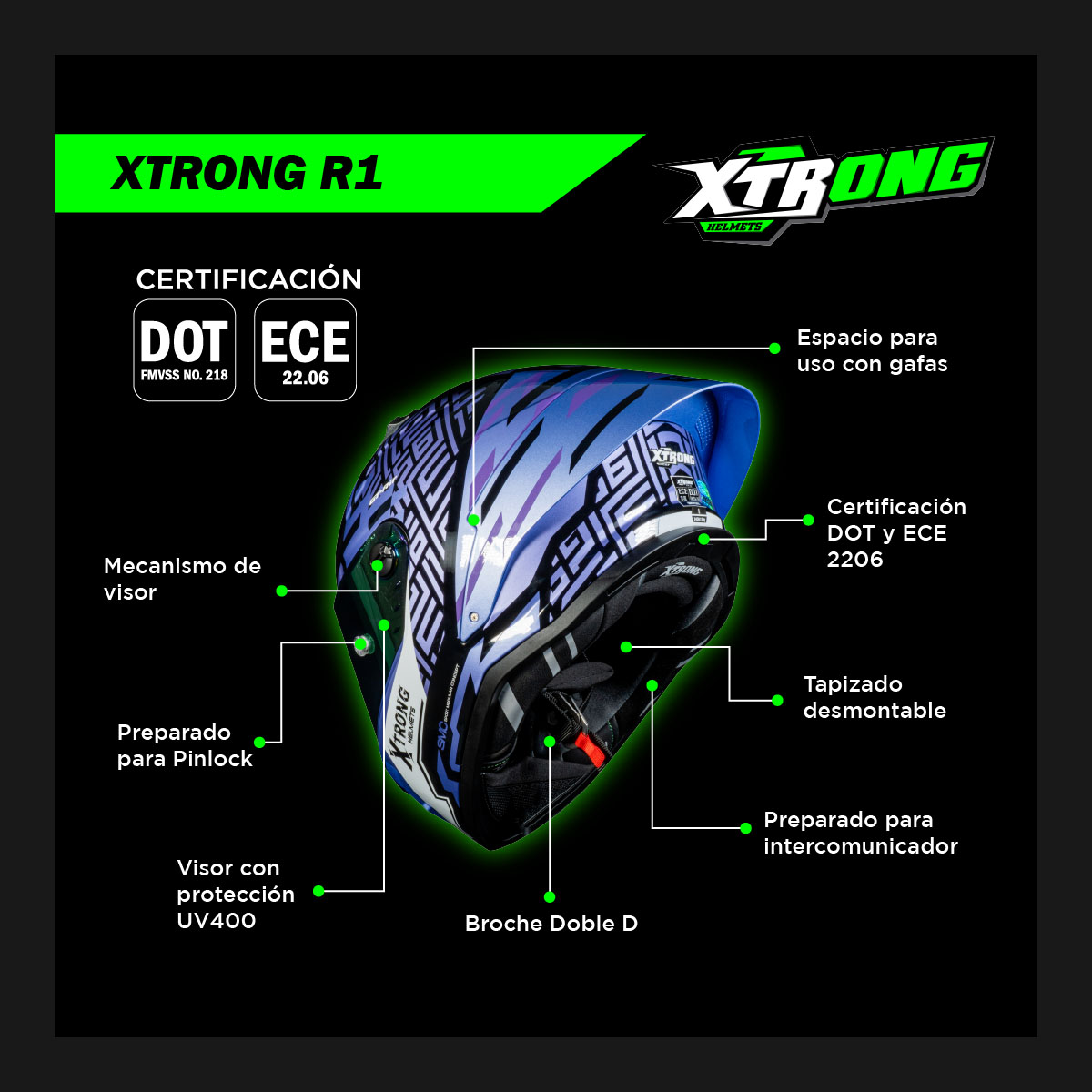 CASCO INTEGRAL XTR-352 R1 STRIKER MORADO BRILLO image number null