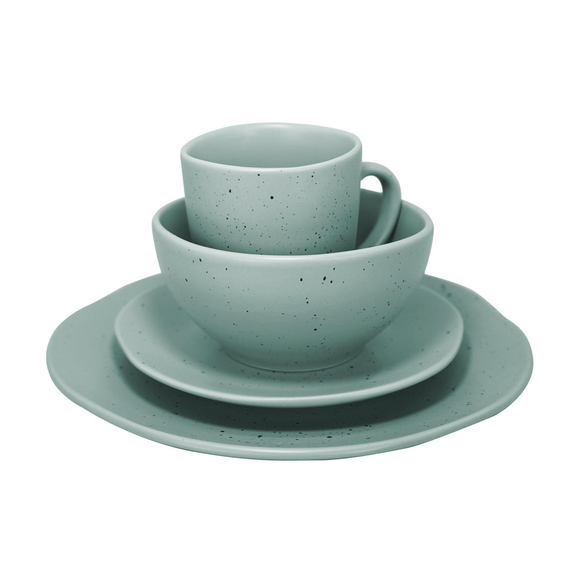 Vajilla Amorfa de Cer&aacute;mica 16pz Verde Dise&ntilde;o Moteado Chefmaker image number null