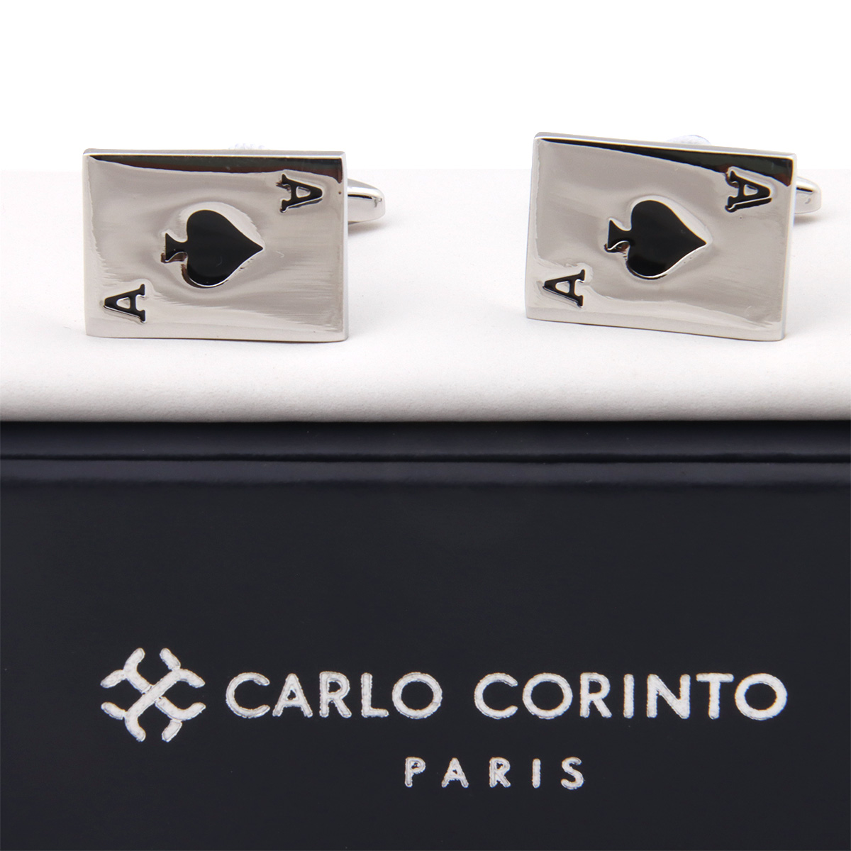 Mancuernillas As de Picas Plata Lat&oacute;n Carlo Corinto para Hombre image number null