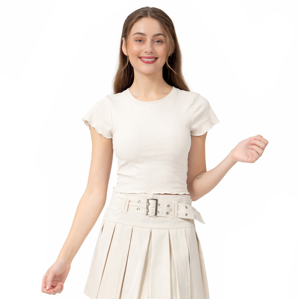 Playera Manga Corta De Rib Forever  21 Para Mujer Junior image number null