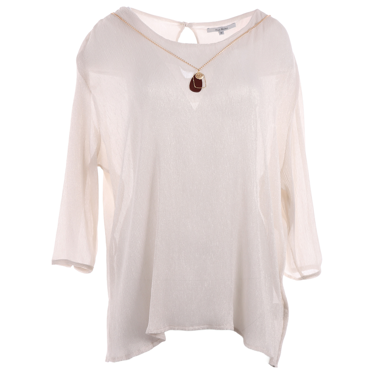 Blusa Cuello Redondo Mangas Fruncidas Ann Miller para Mujer image number null