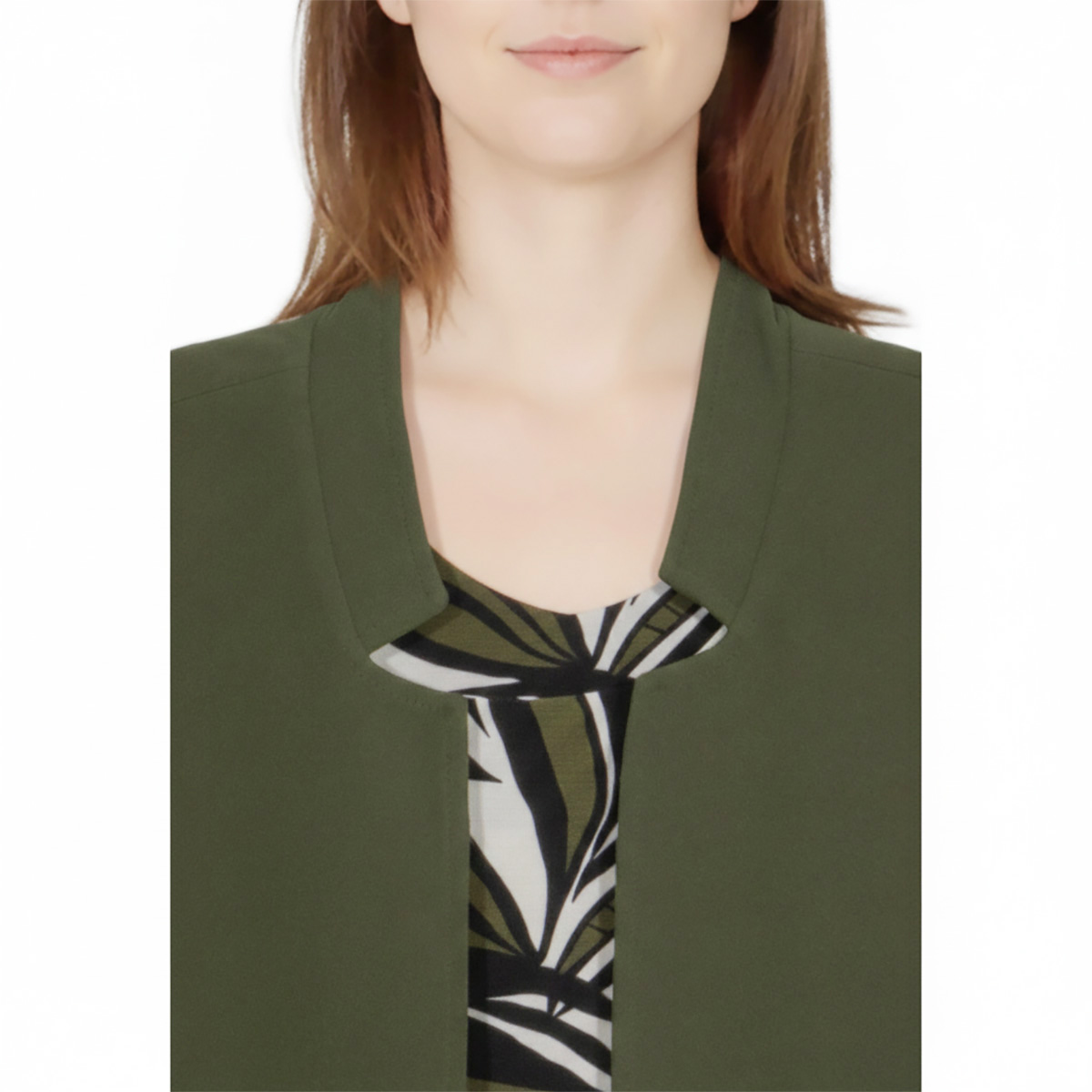 Conjunto De Saco Liso Con Vestido Estampado Diva Mujer image number null