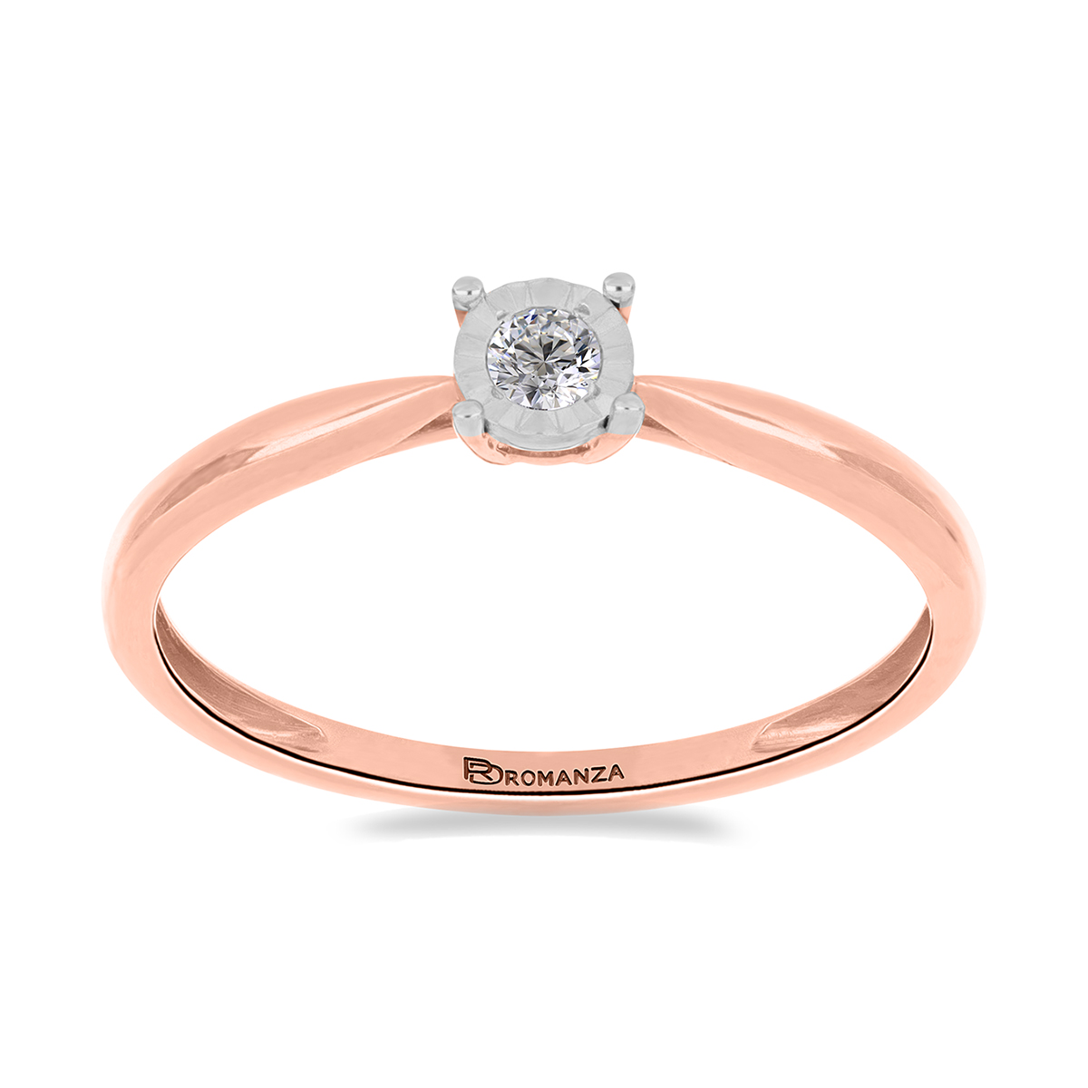 Solitario Oro Rosa 14K y 0.06 ct Diamante Romanza image number null