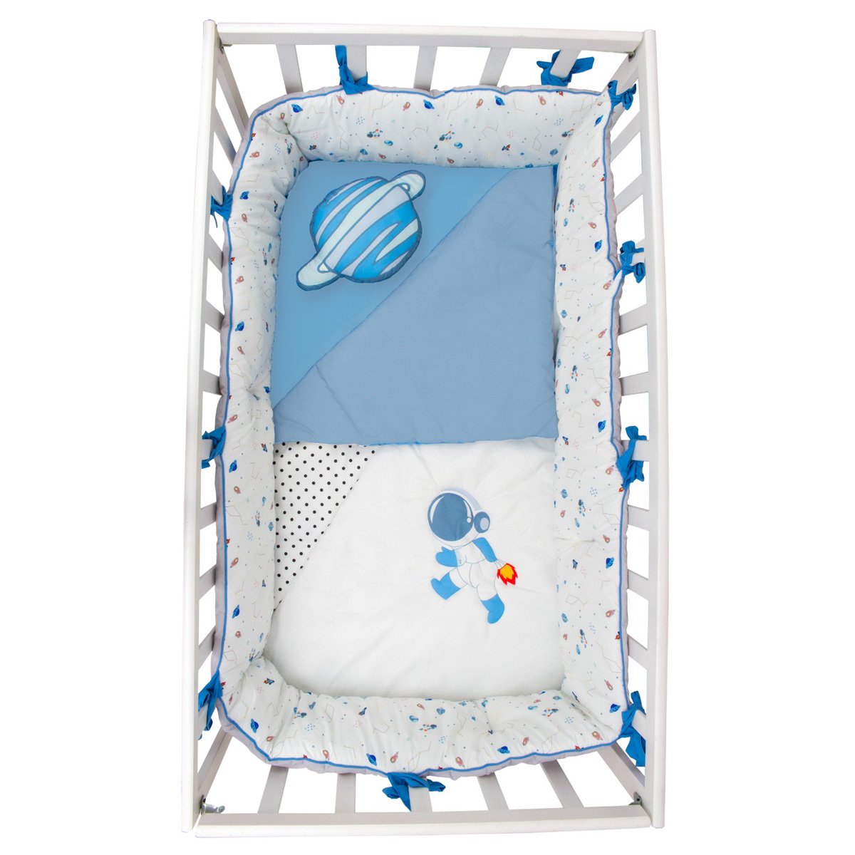Juego de Cuna Cary Astronauta 70x130 cm 4 Piezas Azul plumbago/Gris image number null