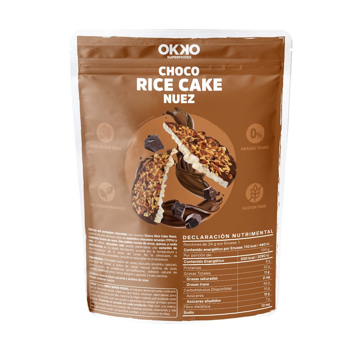 &nbsp;Galleta Arroz Chocolate Nuez Okko 24G image number null