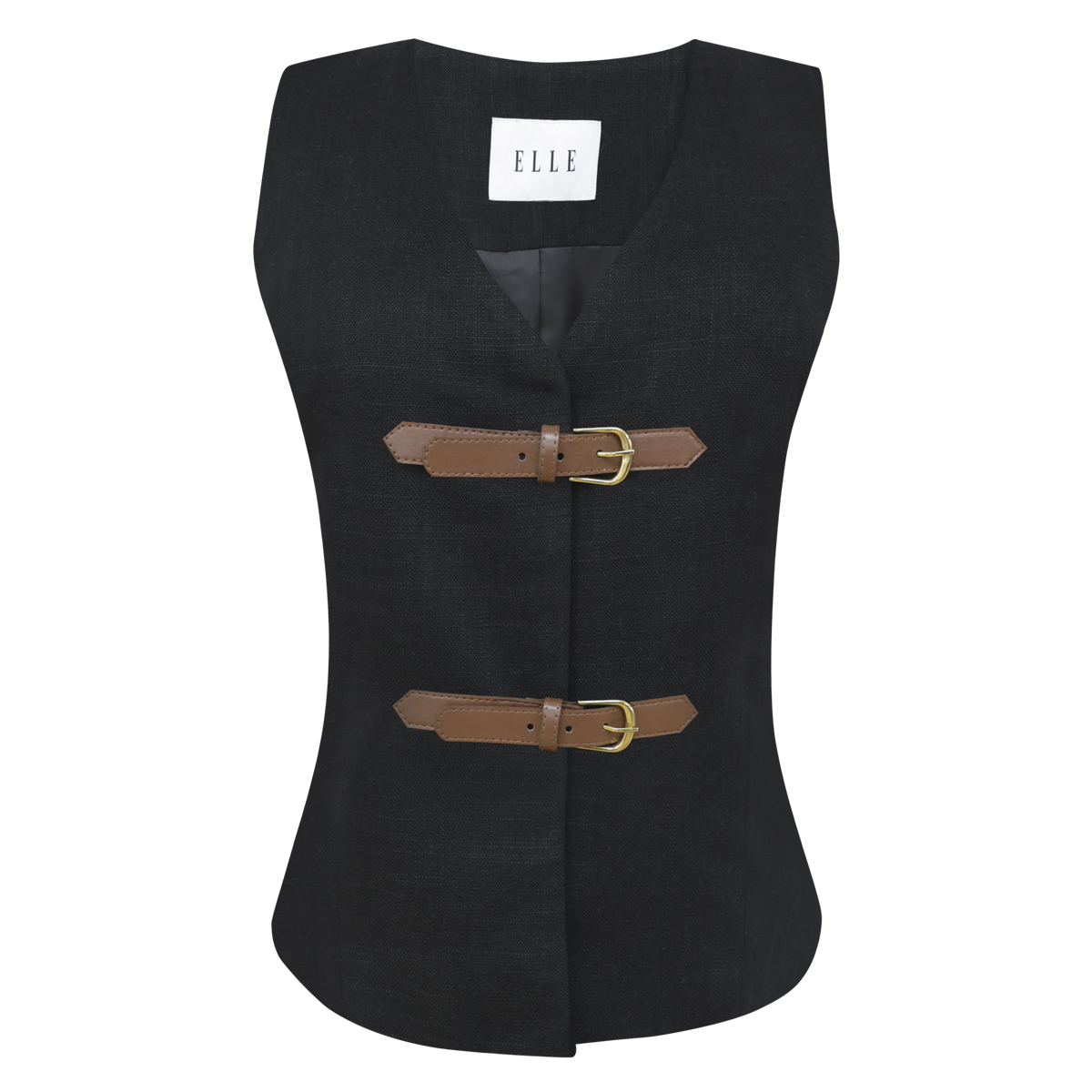 Chaleco color negro con hebillas para Mujer ELLE image number null