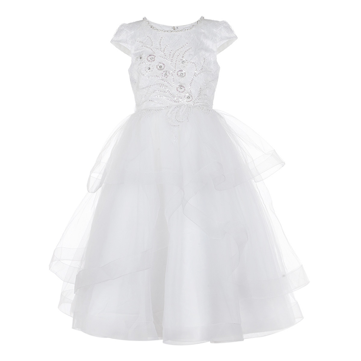 Vestido de Ceremonia Gentii Blanco con Aplicaci&oacute;n Lentejuelas para Ni&ntilde;a image number null