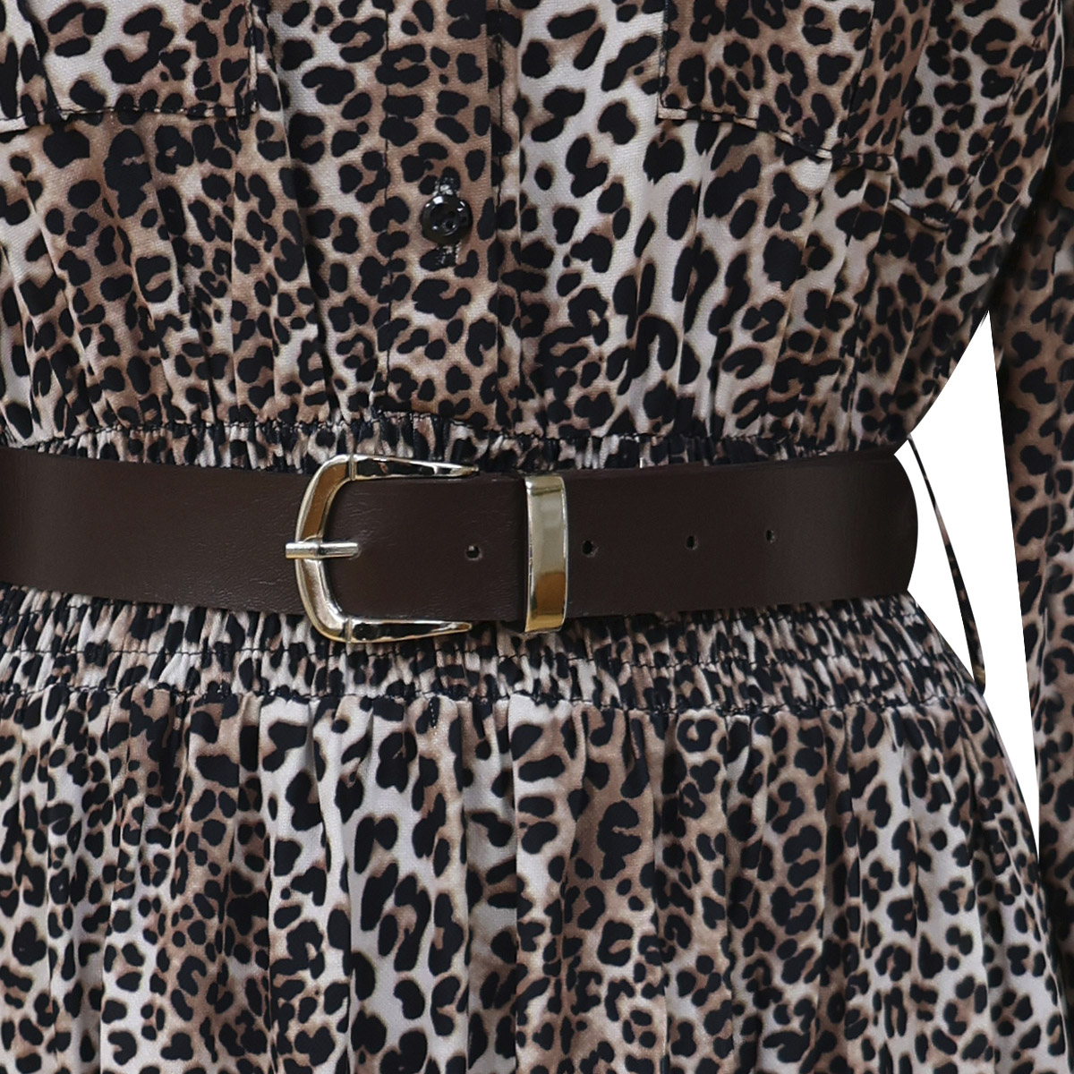 Vestido largo camisero estampado "Safari Chic" para Mujer Petite JUST BY BASEL image number null
