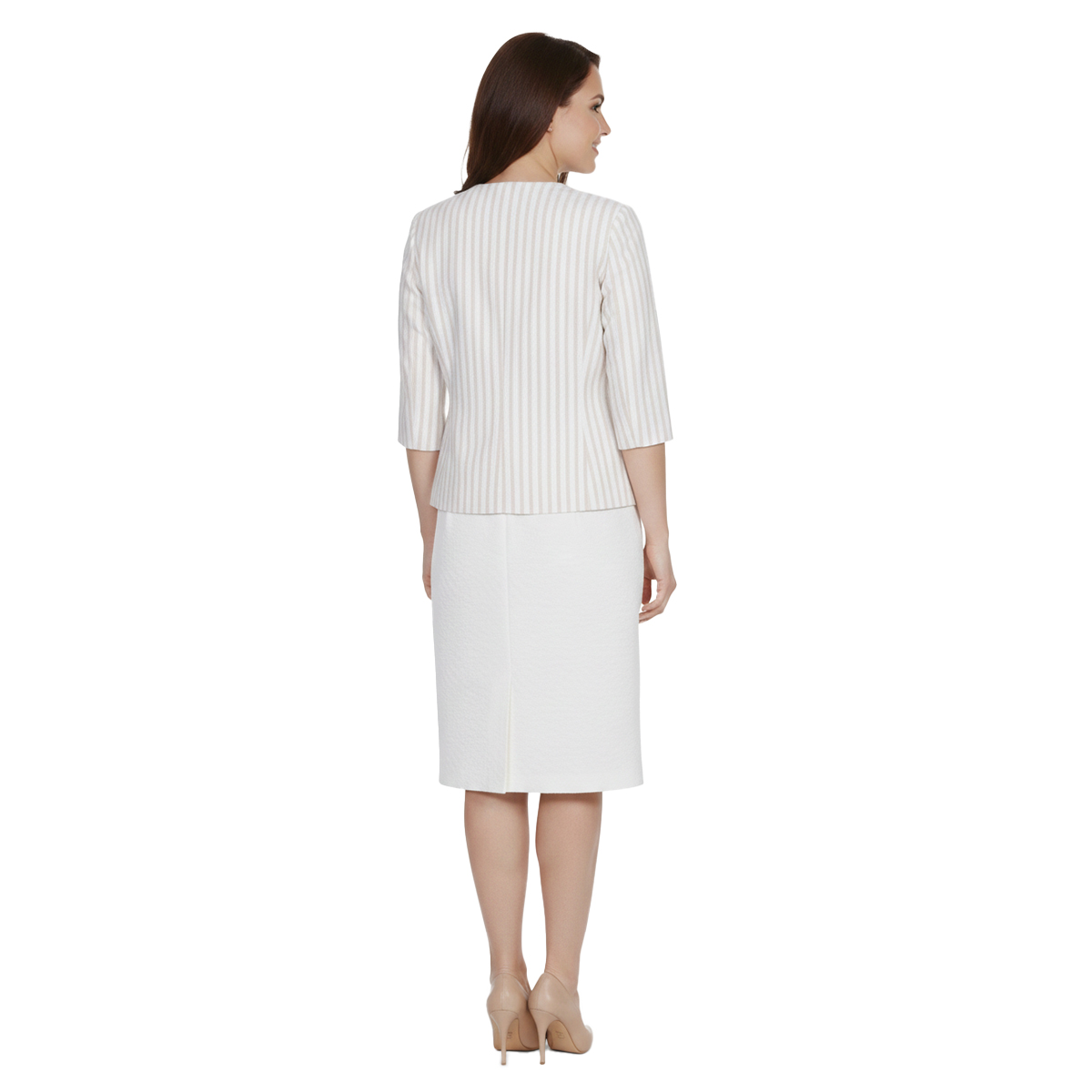 Conjunto de 2 Piezas de Saco Rayado y Vestido Liso Diva para Mujer image number null