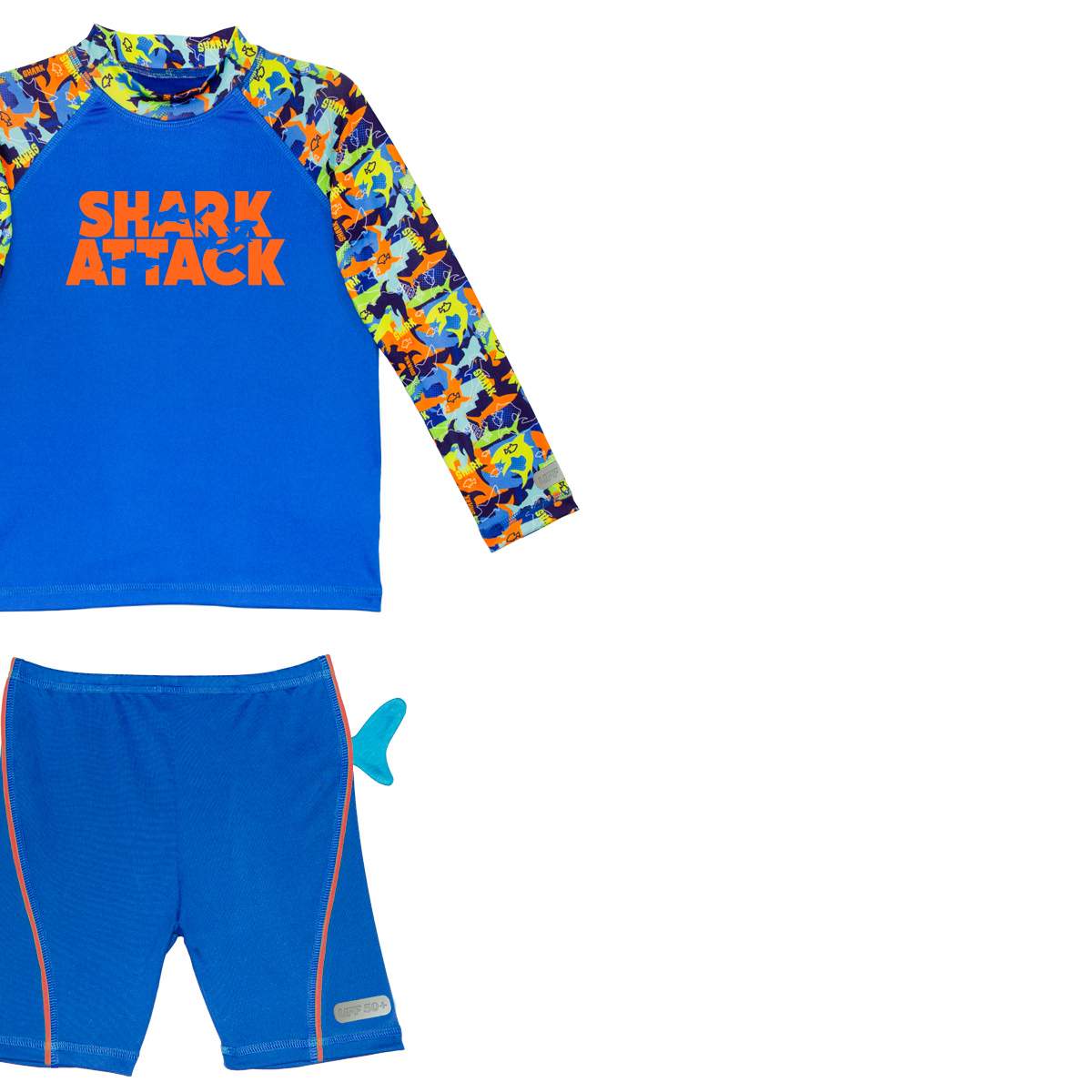 Traje de Ba&ntilde;o de Short y Playera Manga Larga Dise&ntilde;o Aleta Tibur&oacute;n Skysoul Azul Combinado para Ni&ntilde;o image number null