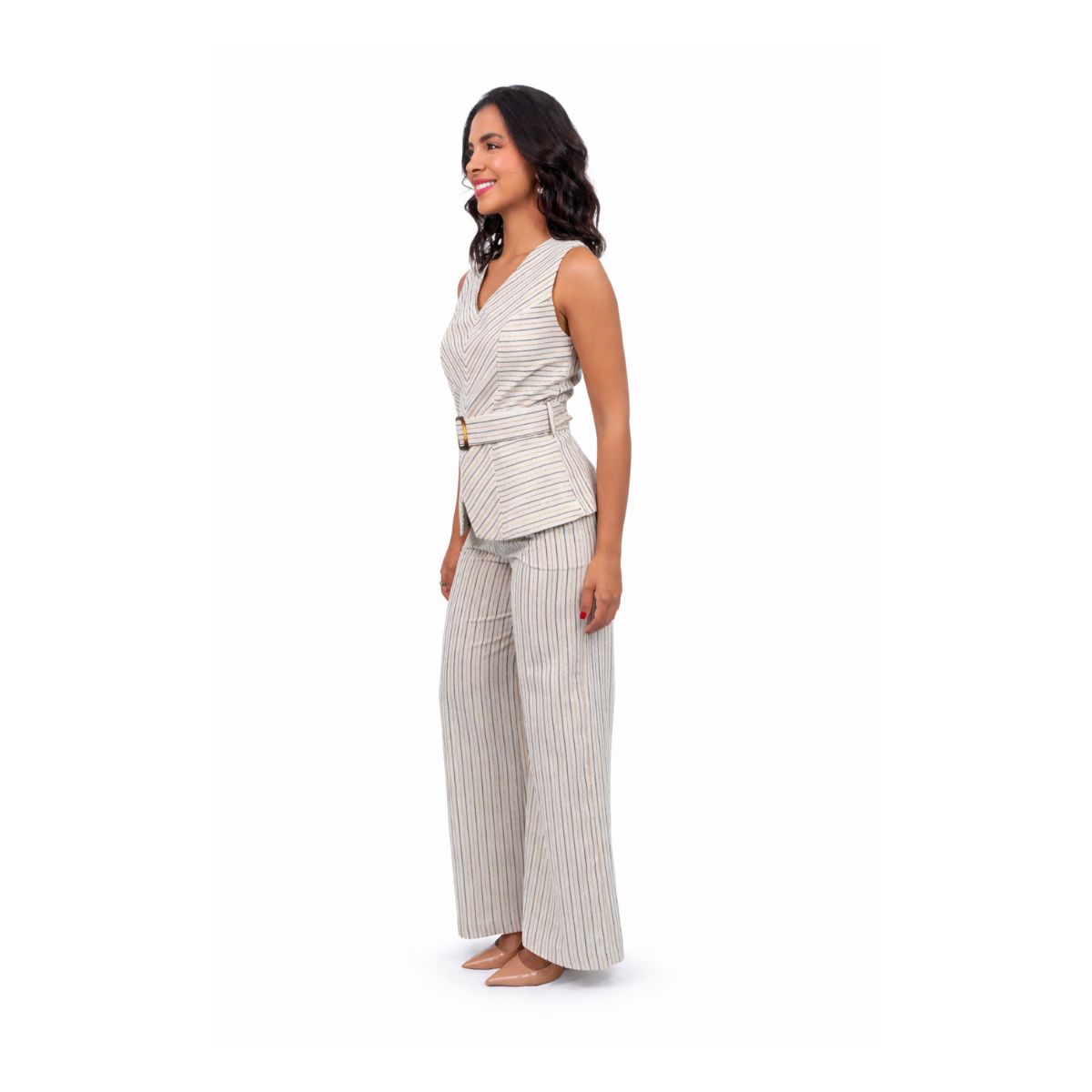 Conjunto 2 piezas pantal&oacute;n ancho y cintur&oacute;n La Difference para mujer image number null