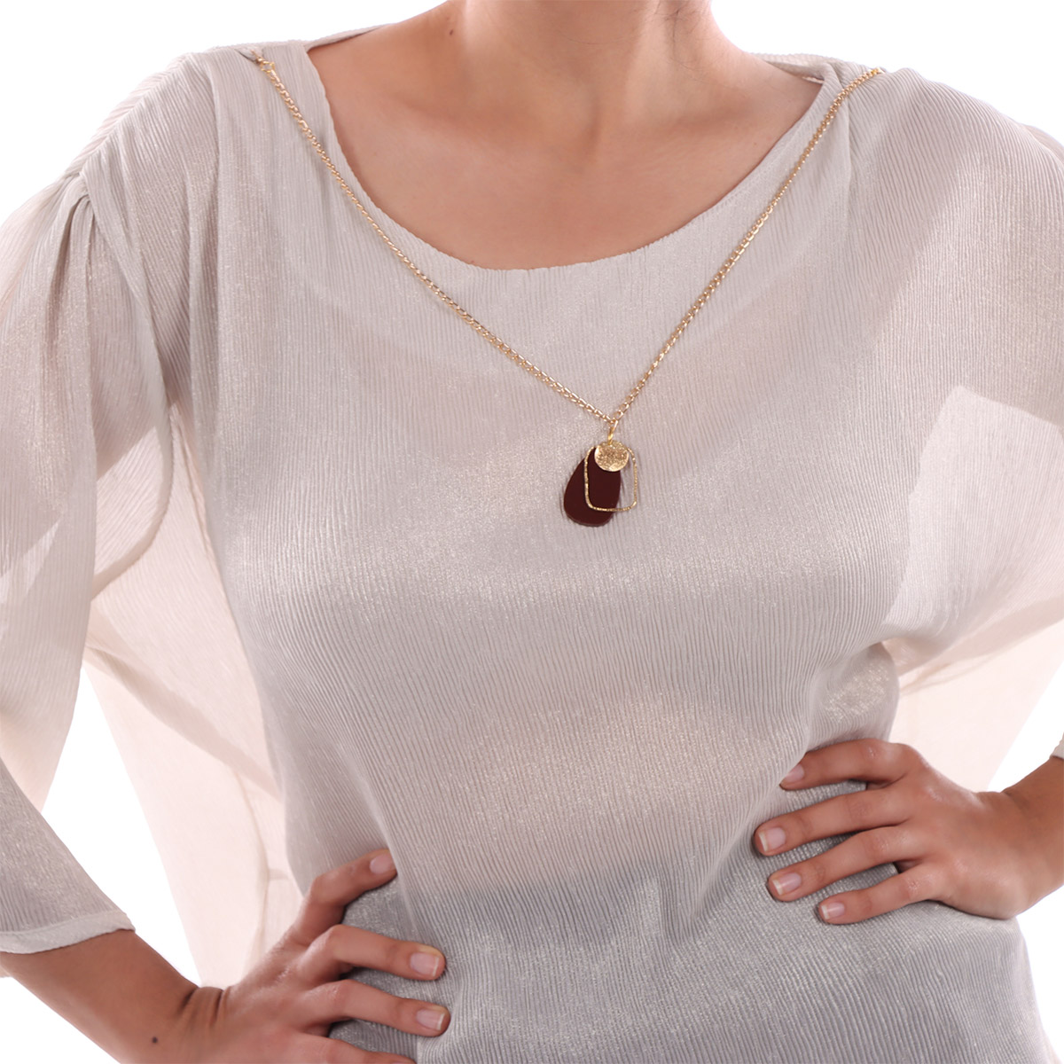 Blusa Cuello Redondo Mangas Fruncidas Ann Miller para Mujer image number null