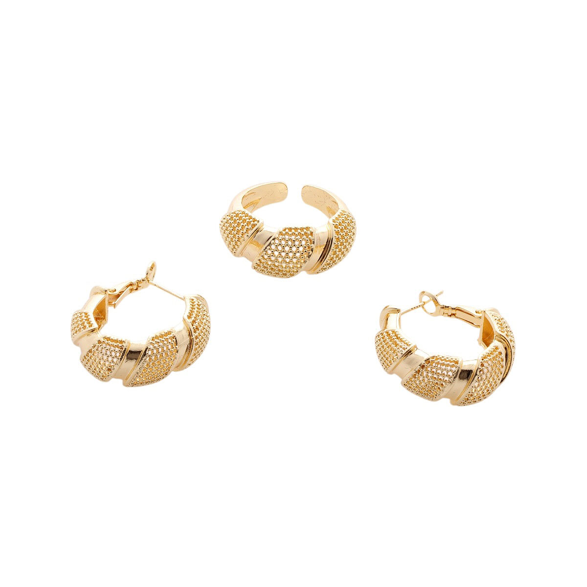 Set De Aretes Y Anillo Arracada Y Ajustable Dorado Lulu image number null