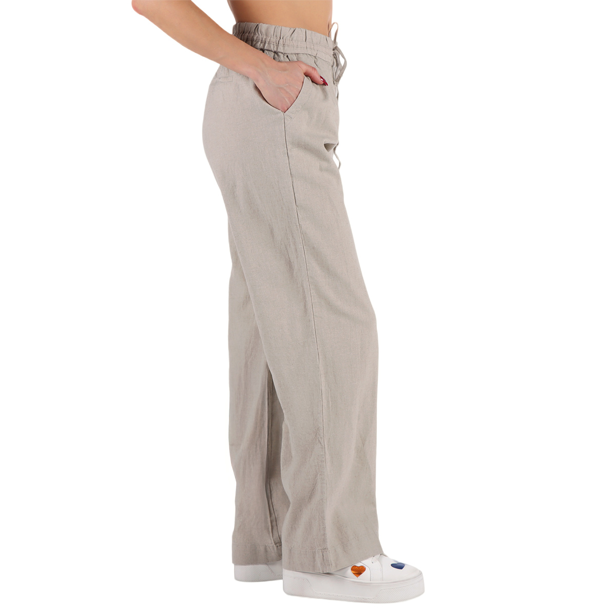 Pantal&oacute;n de Lino Pierna Ancha Tiro Medio Lifestyler Mujer image number null