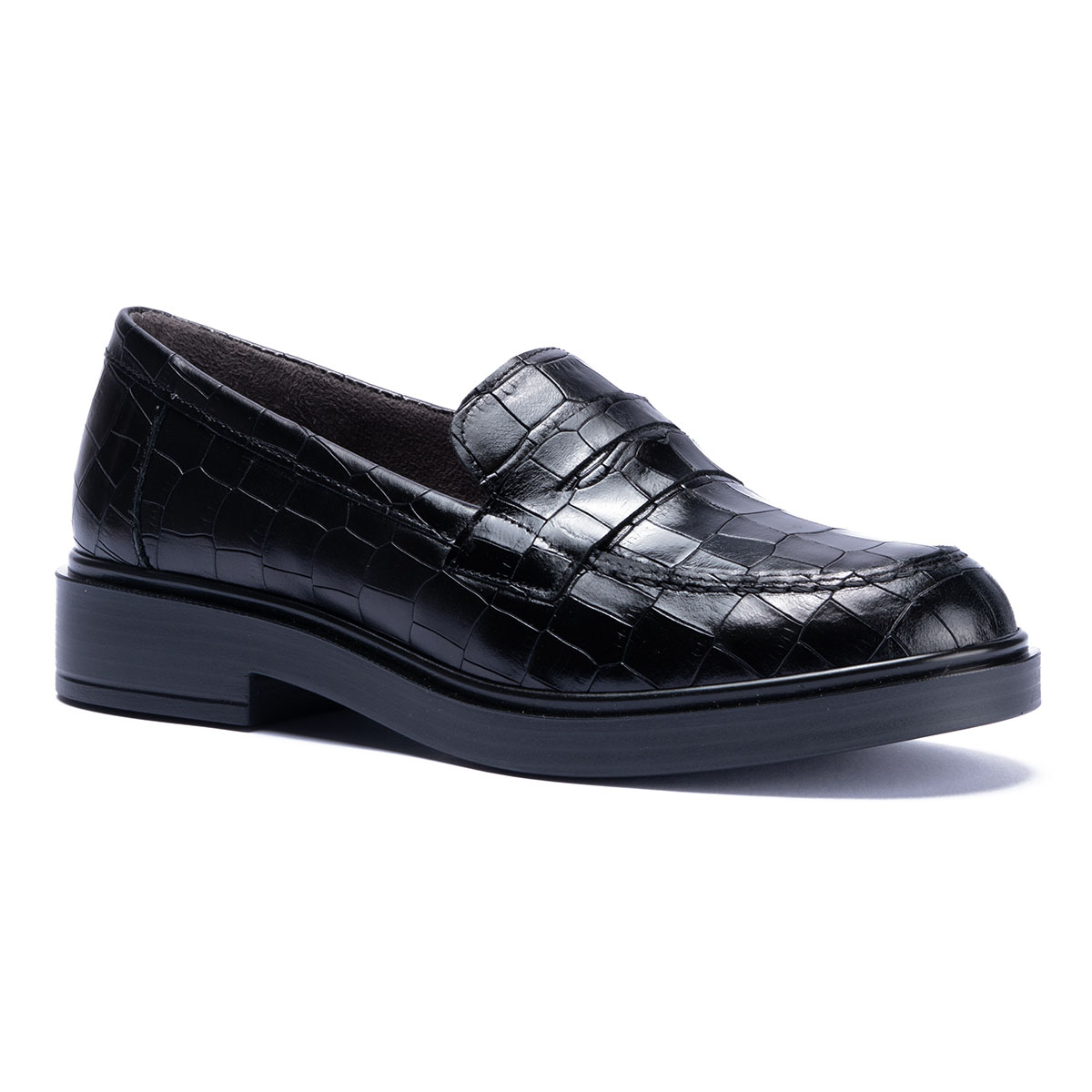 Mocasin Croco Para Mujer, Color Negro Pitillos image number null