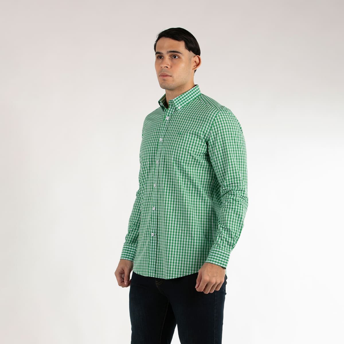 Camisa Casual Regular Fit Verde Cuadros Oscar de la Renta Manga Larga para Hombre image number null