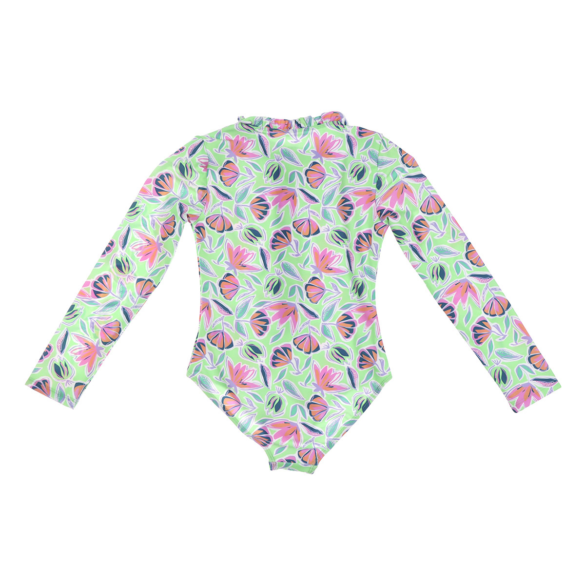 Traje de Ba&ntilde;o Manga Larga Flores Medio Cierre Jeanious Ni&ntilde;a image number null