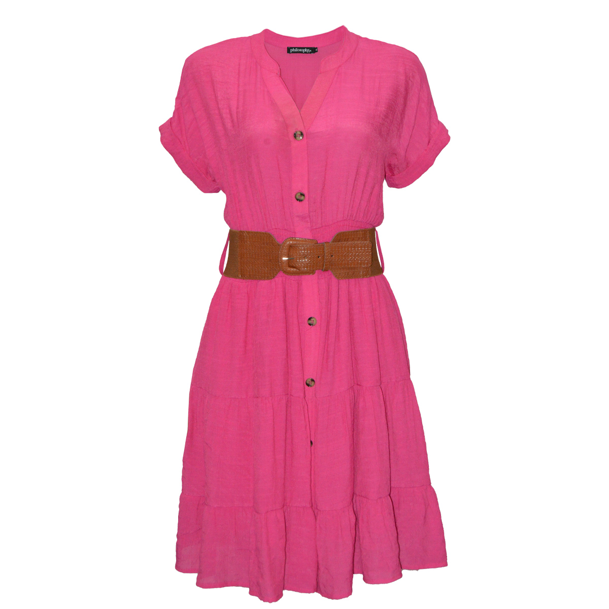 Vestido con olanes y cintur&oacute;n Philosophy para Mujer image number null