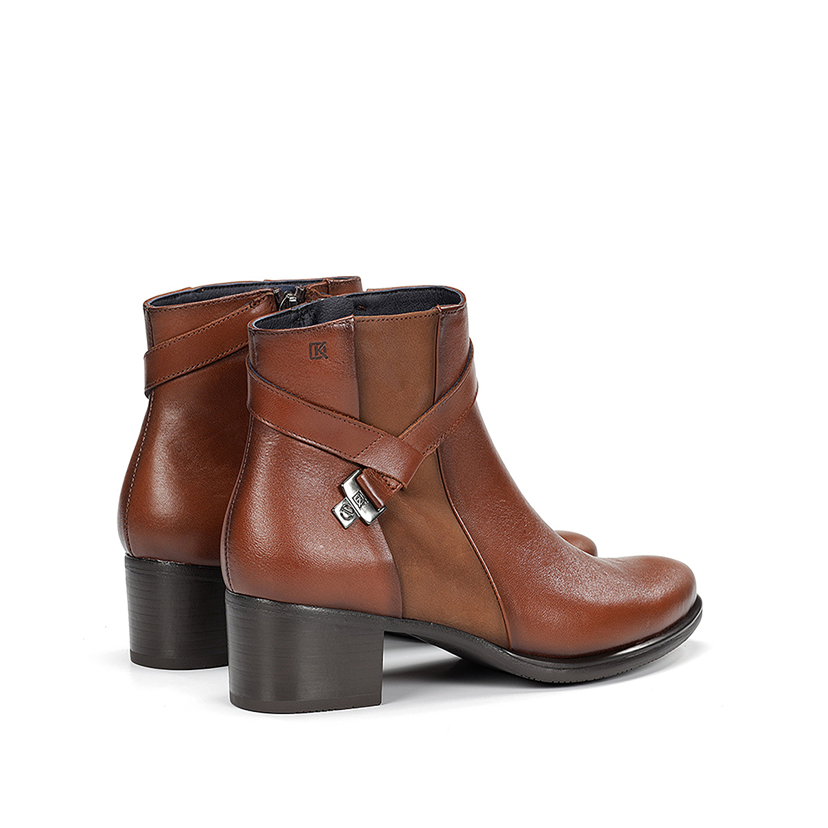 Botin Tacon Con Cinturon Para Mujer, Color Caf&eacute; Dorking image number null