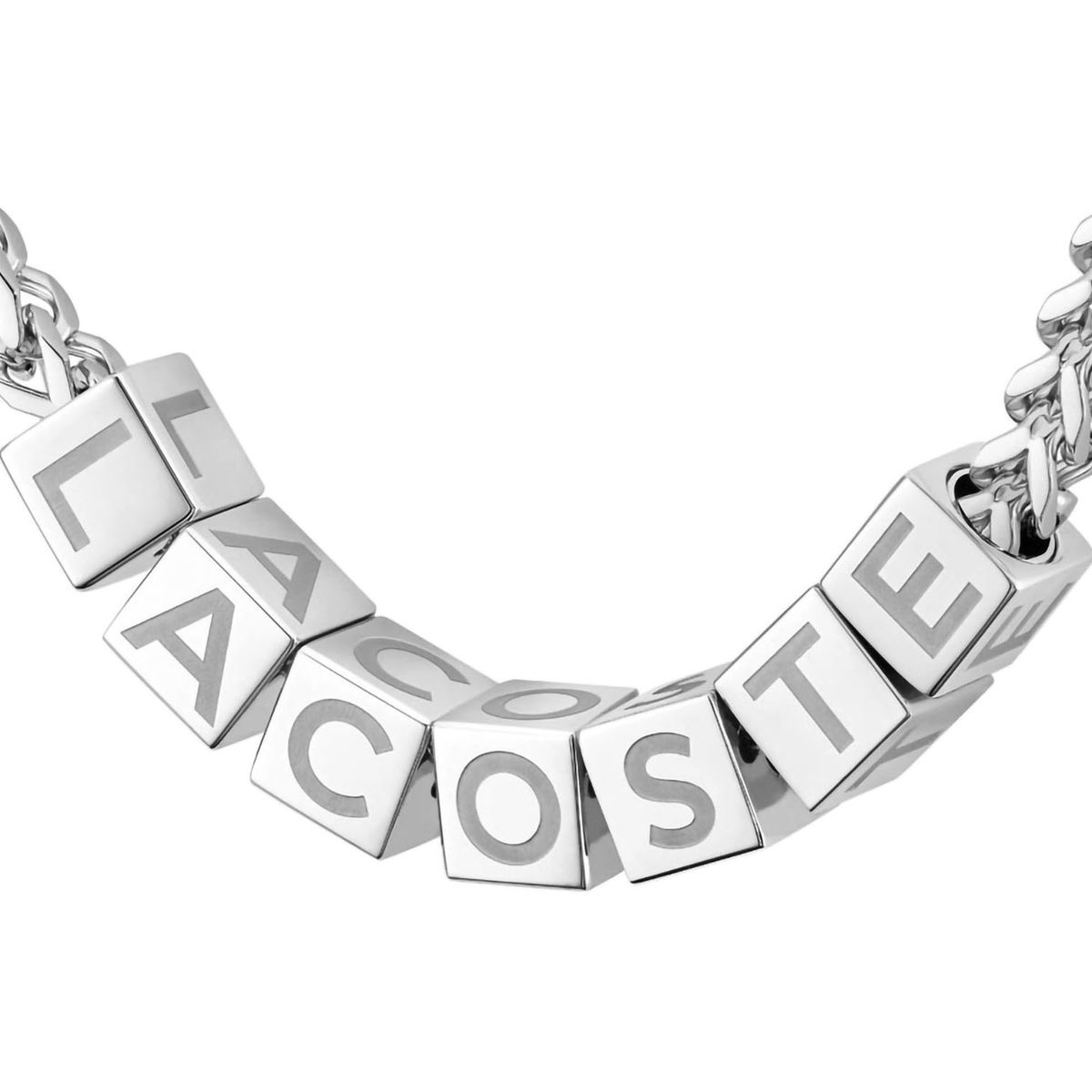 Collar Cubos Hombre Script 60 Acero Plateado image number null