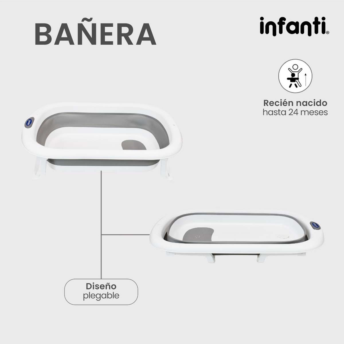 Ba&ntilde;era Colapsable Caballete Gris Infanti image number null