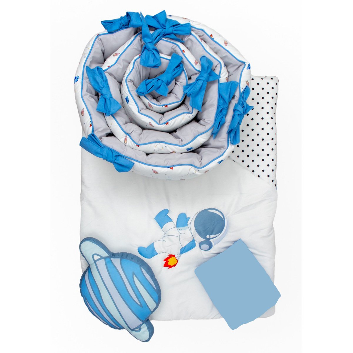 Juego de Cuna Cary Astronauta 70x130 cm 4 Piezas Azul plumbago/Gris image number null