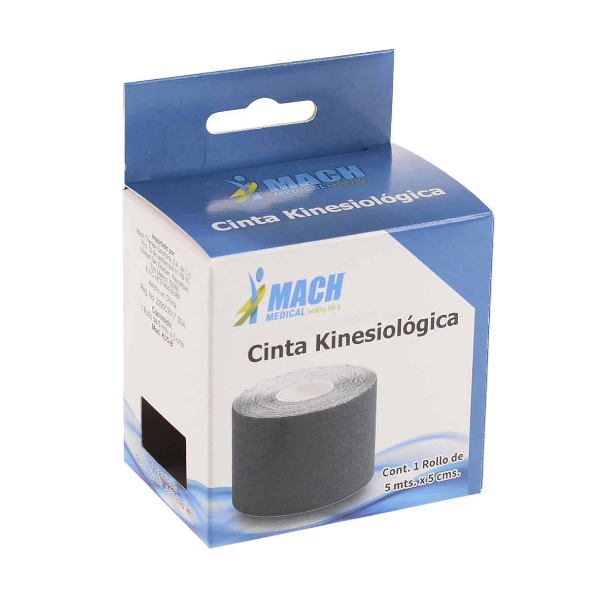 Cinta Kinesiol&oacute;gica Negra Mach Medical image number null