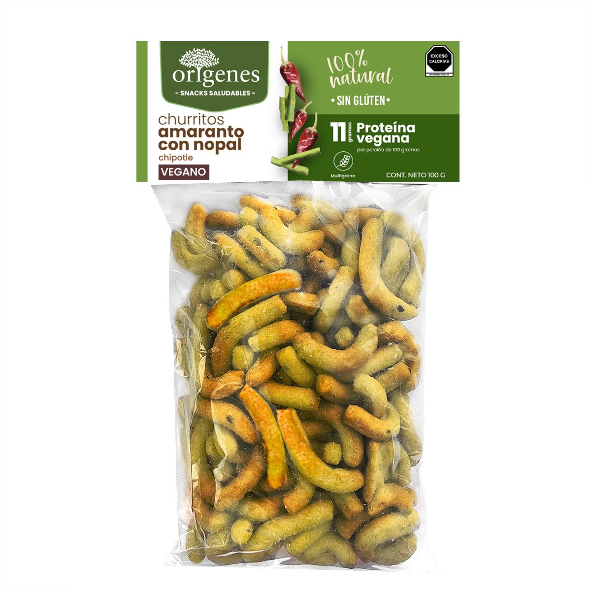 Churritos Nopal Chipotle Origenes 100g image number null