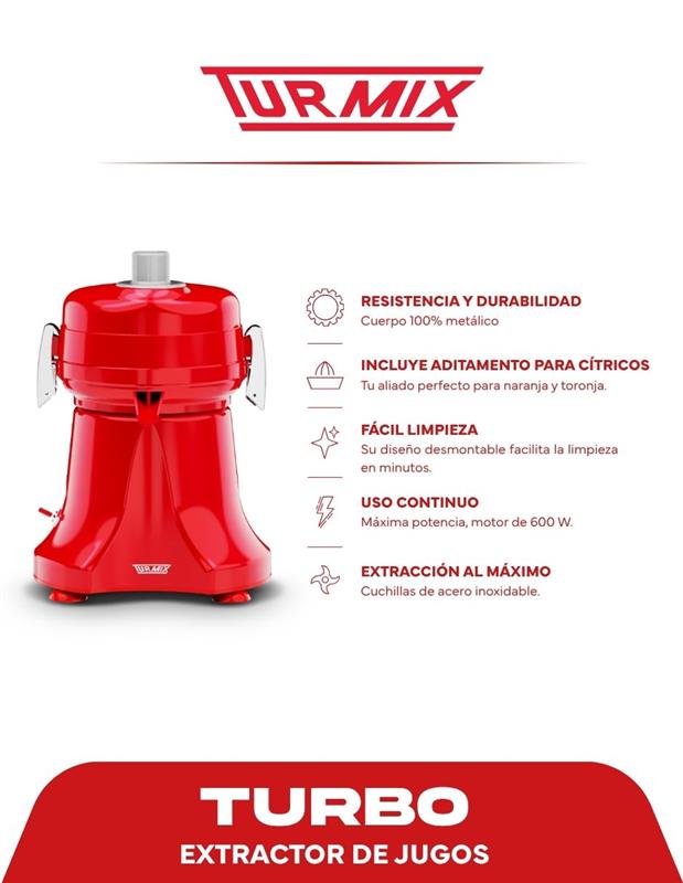 EXTRACTOR DE JUGOS TURMIX TURBO ROJO FERRARI image number null