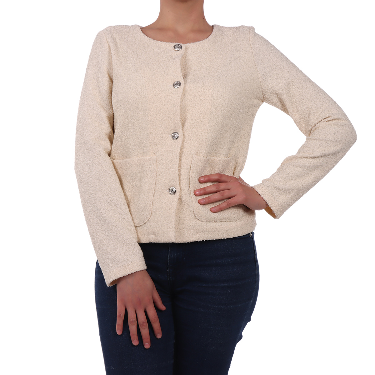 Saco Texturizado con Botones y Bolsillos Zucca para Mujer image number null